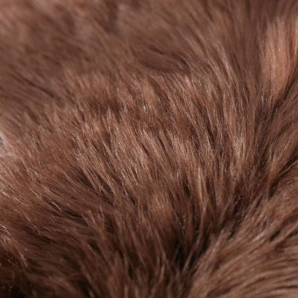 Fluffy Shaggy Soft Faux Sheepskin Fur Area Rugs Floor Mat Chair Sofa Cover beside Carpet for Bedroom Living Room, 2Ft X 3Ft, Brown
