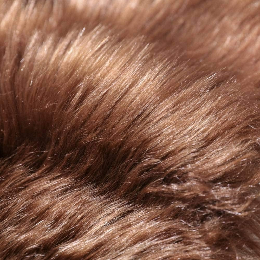 Fluffy Shaggy Soft Faux Sheepskin Fur Area Rugs Floor Mat Chair Sofa Cover beside Carpet for Bedroom Living Room, 2Ft X 3Ft, Brown